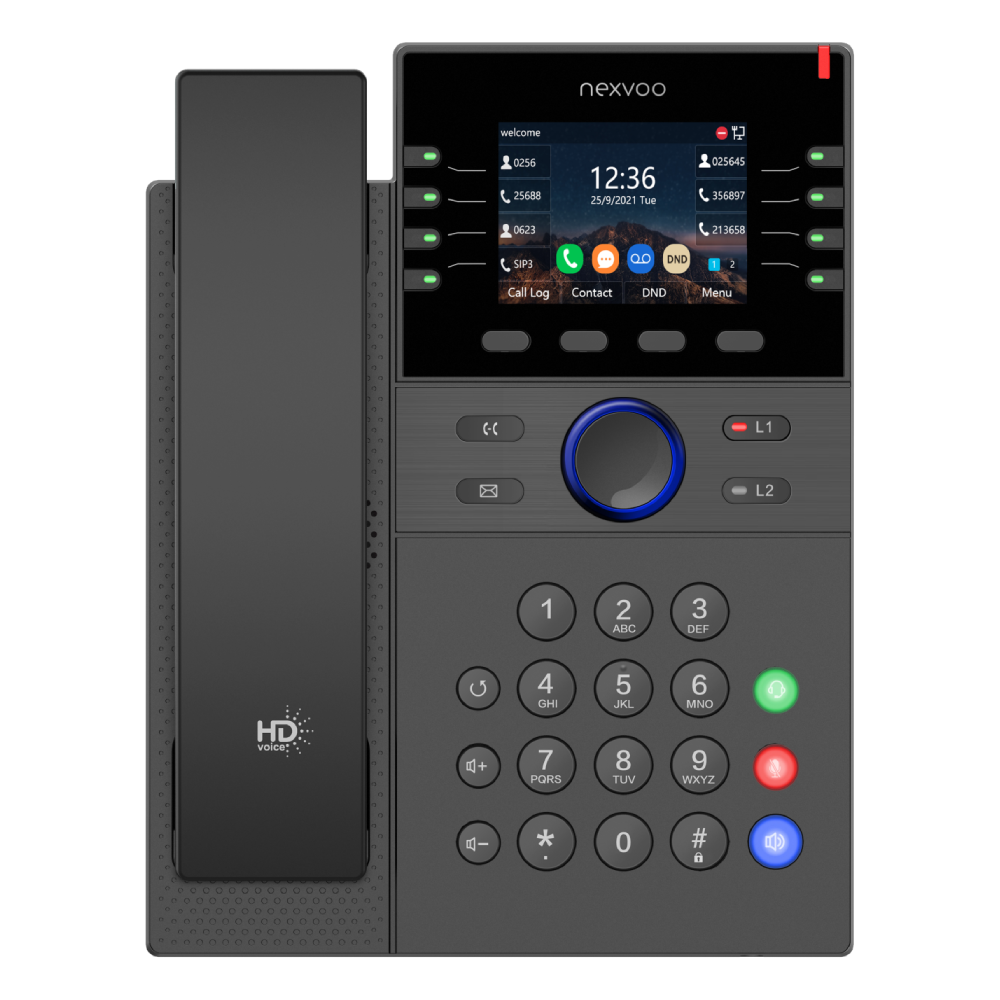 Teléfono IP empresarial de voz HD con pantalla a color y 9 líneas para empresas |N308-Nexvoo